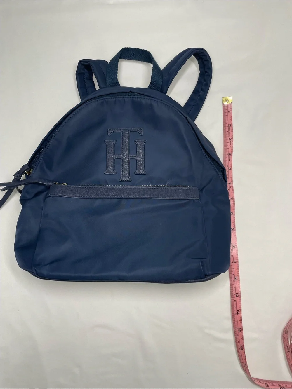 Tommy Hilfiger Navy Mini Backpack TH Logo Nylon Travel Bag